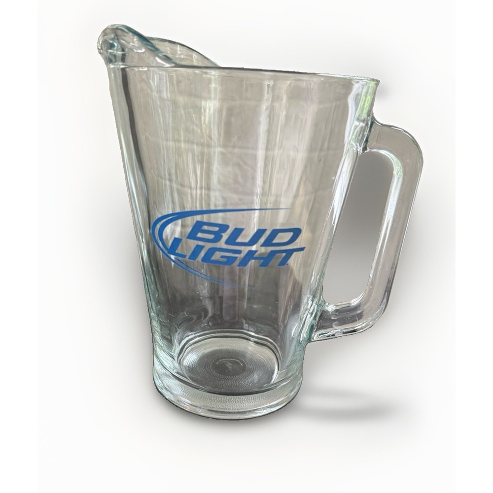 Bud Light Label Clear Heavy (3lb) Glass Beer Pitcher with Dimpled Base